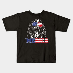 Proud Springer Spaniel American Flag Merica dog Kids T-Shirt